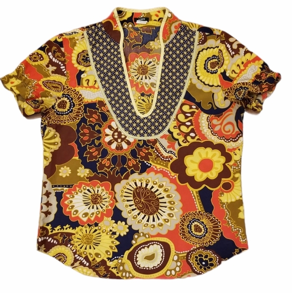 J.crew San Remo Print muticolor Tunic Tops Size 6